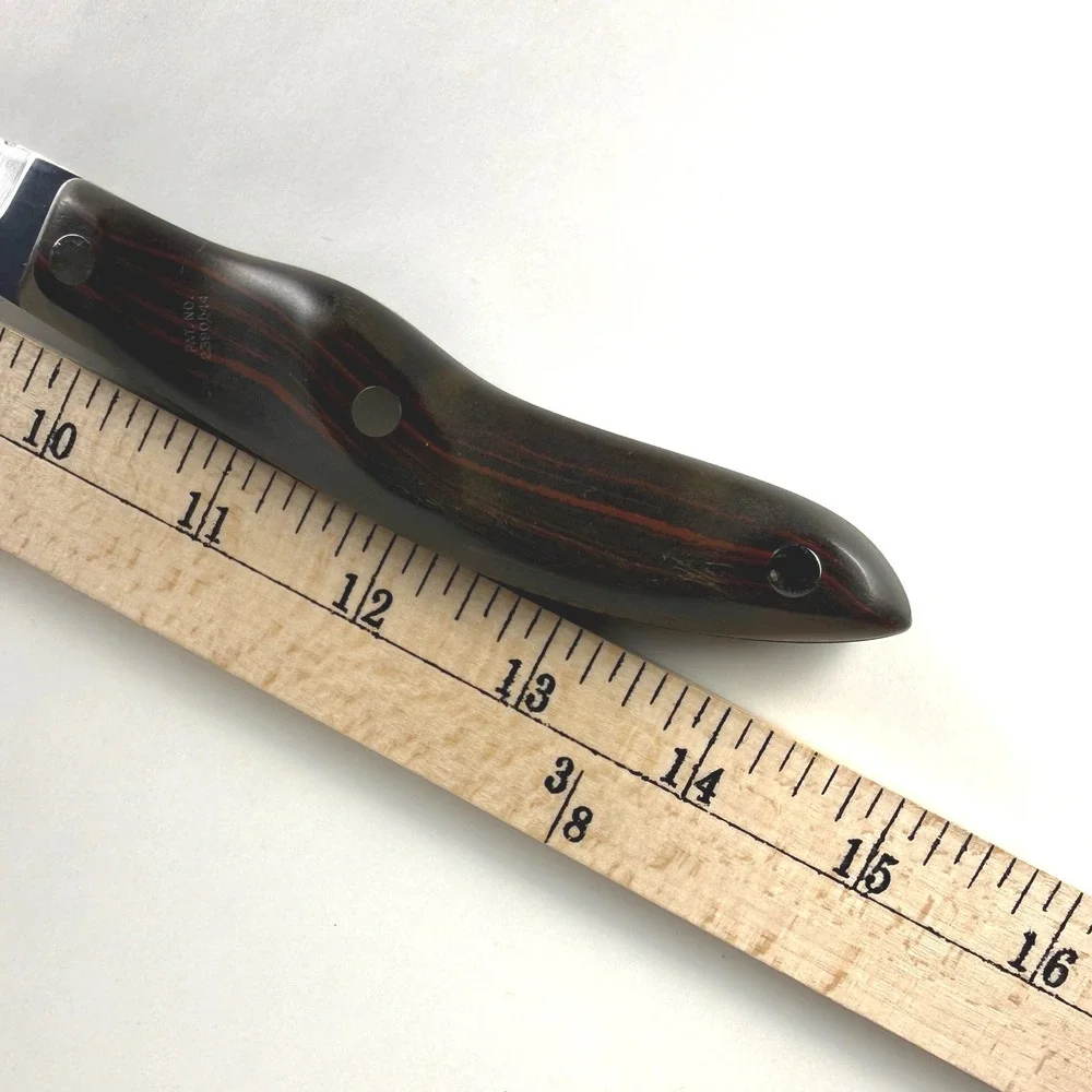 Vintage CUTCO 1024 Serrated Slicer Bread Knife Brown Swirl Handle USA